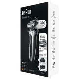 Electric Shaver, Series 7, Silver with precision trimmer, beard trimmer attachments, and travel case, 7025s