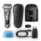 Electric Shaver, Series 9, Graphite with Clean and Charge station and leather travel case, 9385cc