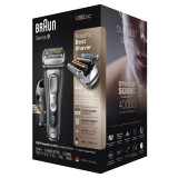 Electric Shaver, Series 9, Graphite with Clean and Charge station and leather travel case, 9385cc