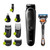 All-in-One trimmer 3 for Face, Hair, and Body, Black/Grey 8-in-1 styling kit with Gillette Fusion5 ProGlide razor, MGK3260