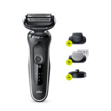 Electric Shaver, Series 5, White with body groomer and precision trimmer attachments, and charging stand, 5050cs