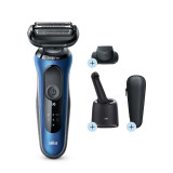 Electric Shaver, Series 6, Blue with SmartCare center, precision trimmer attachment, and travel case, 6072cc