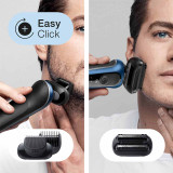 Electric Shaver, Series 6, Blue with SmartCare center, beard and stubble beard trimmer attachments, and travel case, 6090cc