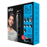 All-in-One trimmer 5 for Face, Hair, and Body, Black/Grey 8-in-1 styling kit with Gillette Fusion5 ProGlide razor, MGK5260